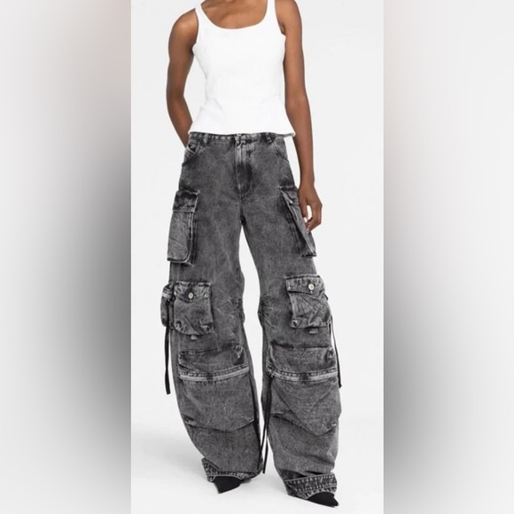 WASHED DENIM TOP-QUALITY MULTIPLE POCKETS DESIGN JEAN WOMEN'S LOOSE - Picture 2 of 6